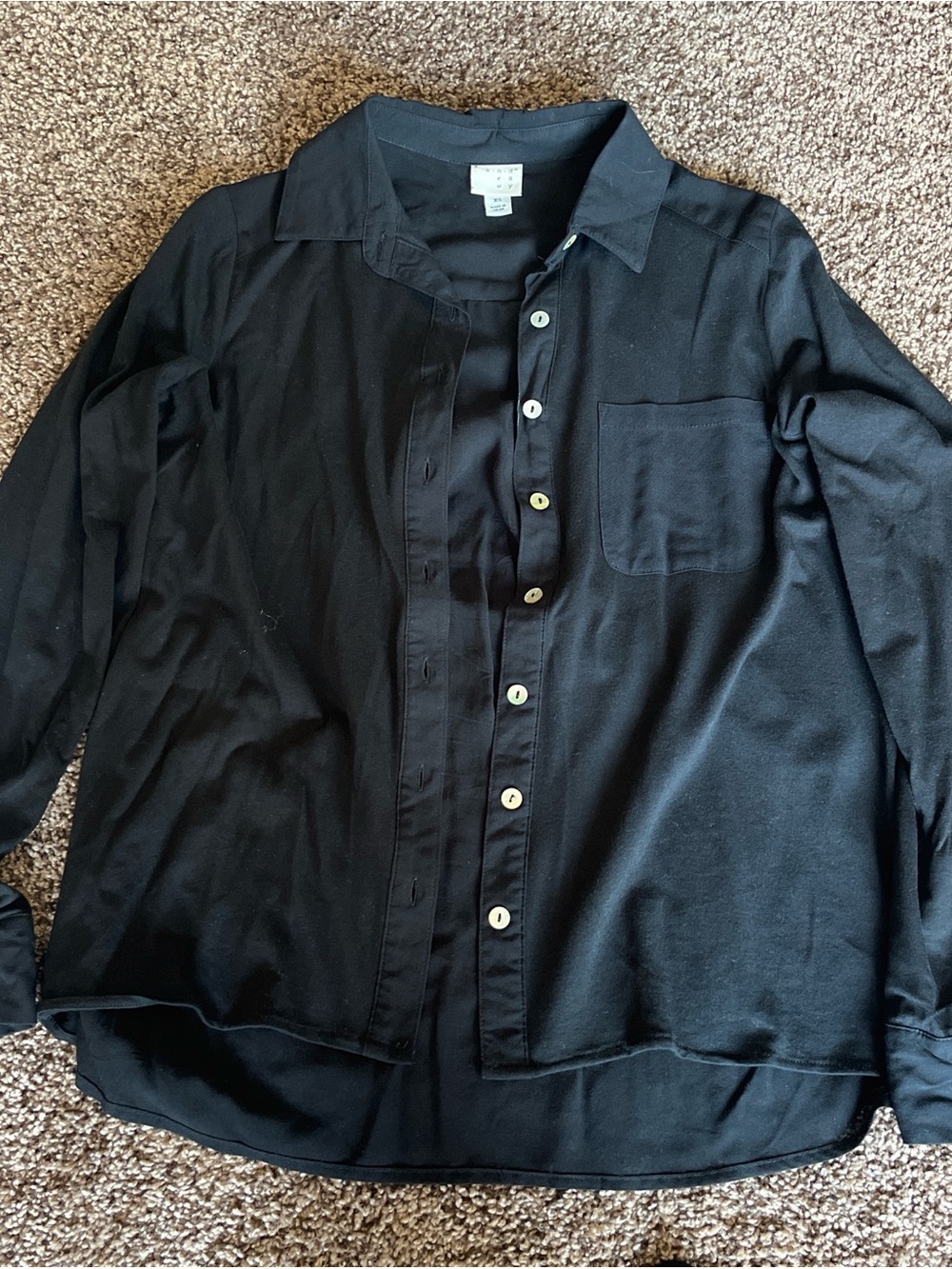 A New Day Black Collared Button-Front Shirt